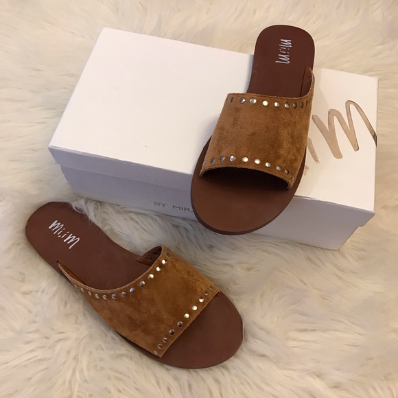 Kennedy Camel Studded Asymmetrical Slide Sandal - Picture 7 of 8